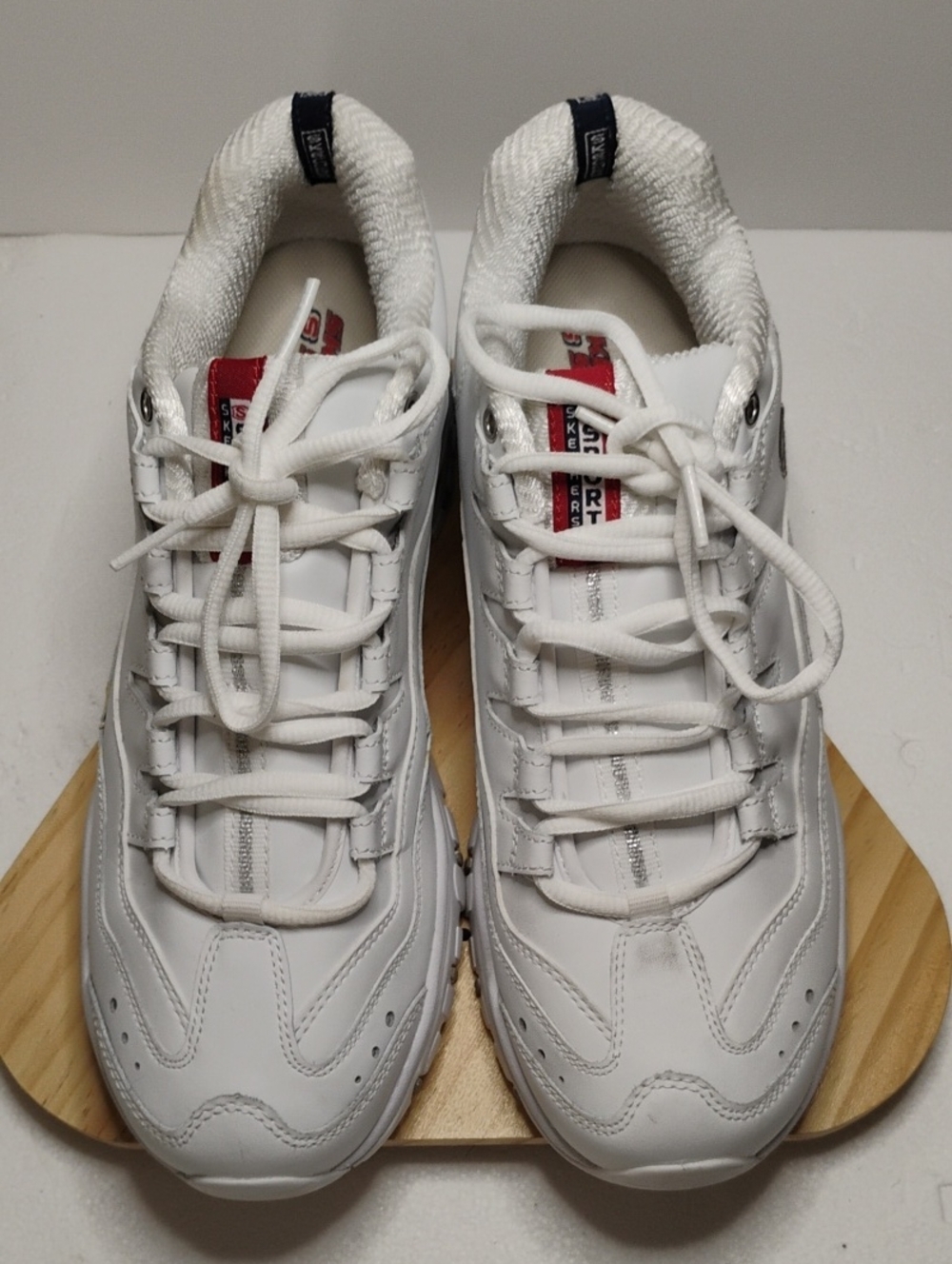 Skechers Men's White Athletic Sneakers with Red Accent